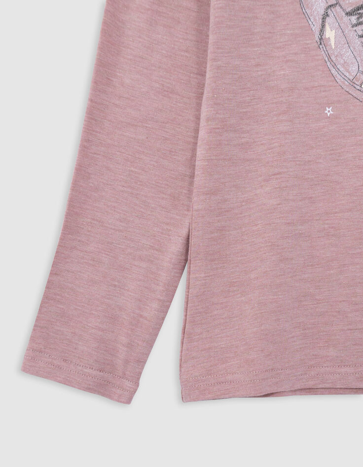 T-shirt rose pailleté visuel tennis lacets brodés fille-6