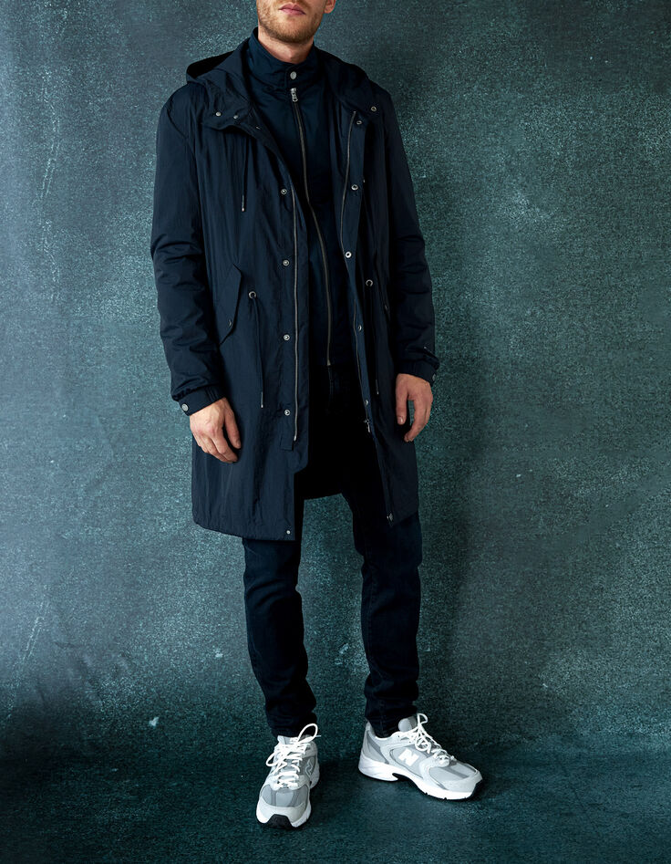 Men’s navy nylon parachute-style 2-in-1 parka-8