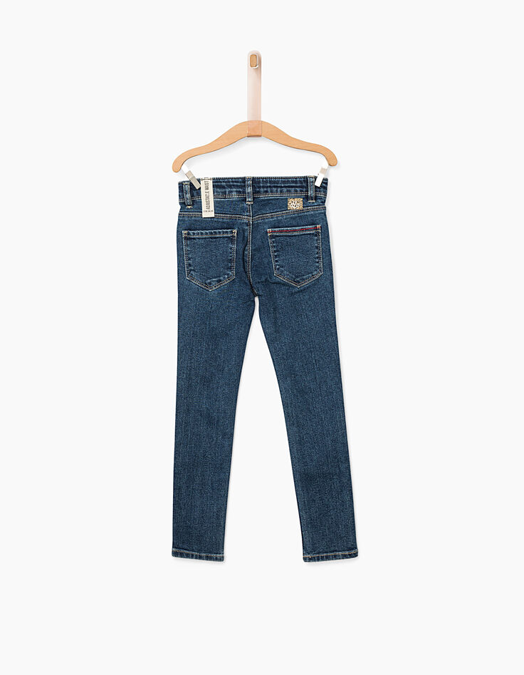 Girls' stone blue skinny jeans+patches+embroidery-4