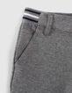 Middengrijze tricot broek gestreepte taille jongens -4