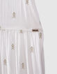 Robe longue blanc cassé brodé fils lurex fille-5