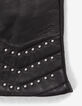 Women’s black leather gloves with studded chevrons-4