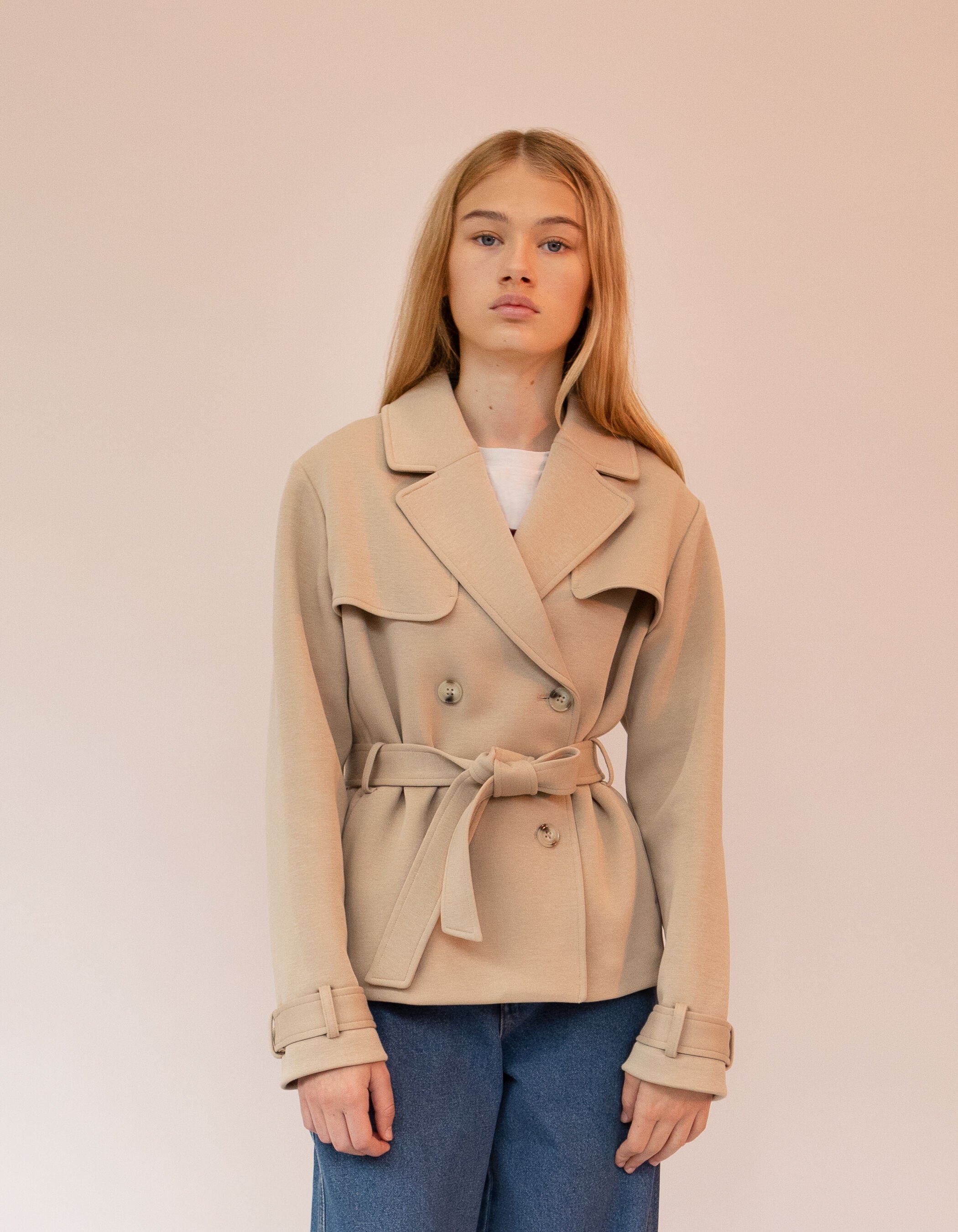 Trench court beige maille fille IKKS