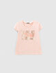 Rosa Mädchen-T-Shirt mit Pflanzenprint-1