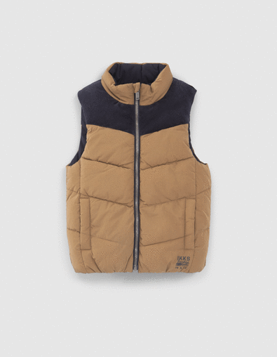 Ärmellose Wende-Steppweste, camel/marineblau, für Jungs - IKKS