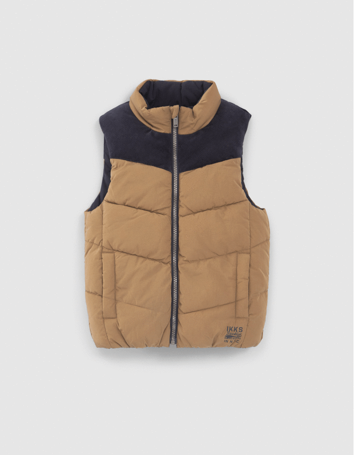 Doudoune reversible camel et marine sans manches garcon