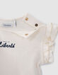 Ensemble robe ray&eacute;e et T-shirt &eacute;cru b&eacute;b&eacute; fille-8
