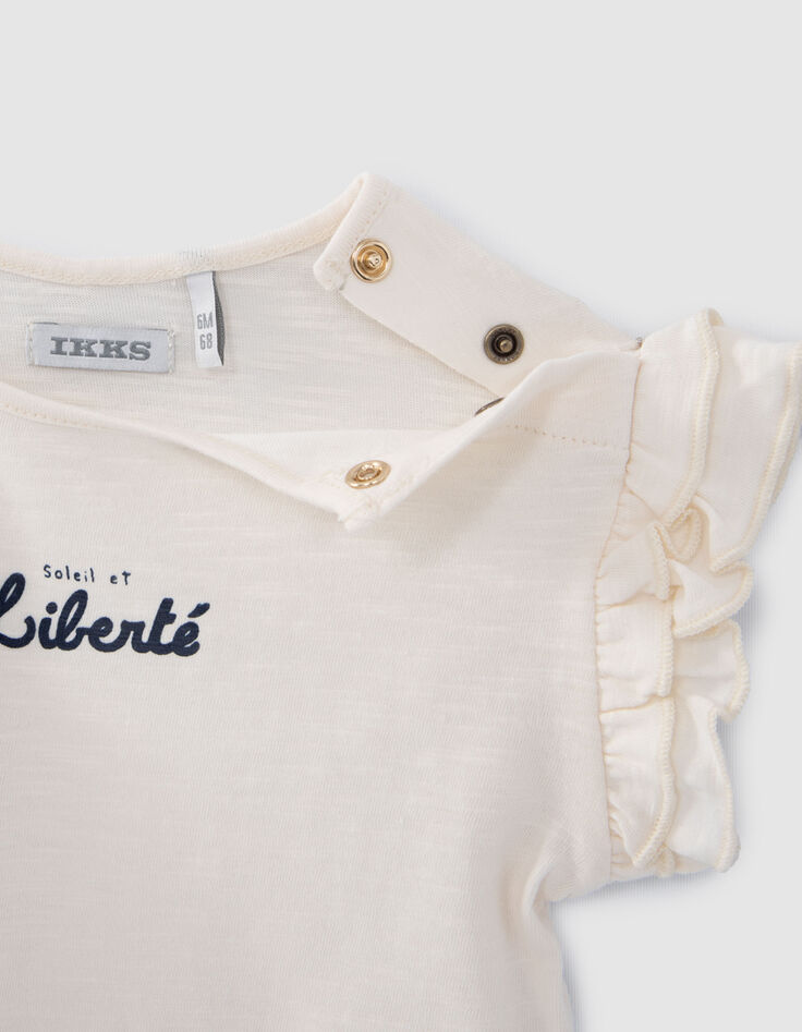 Ensemble robe ray&eacute;e et T-shirt &eacute;cru b&eacute;b&eacute; fille-8