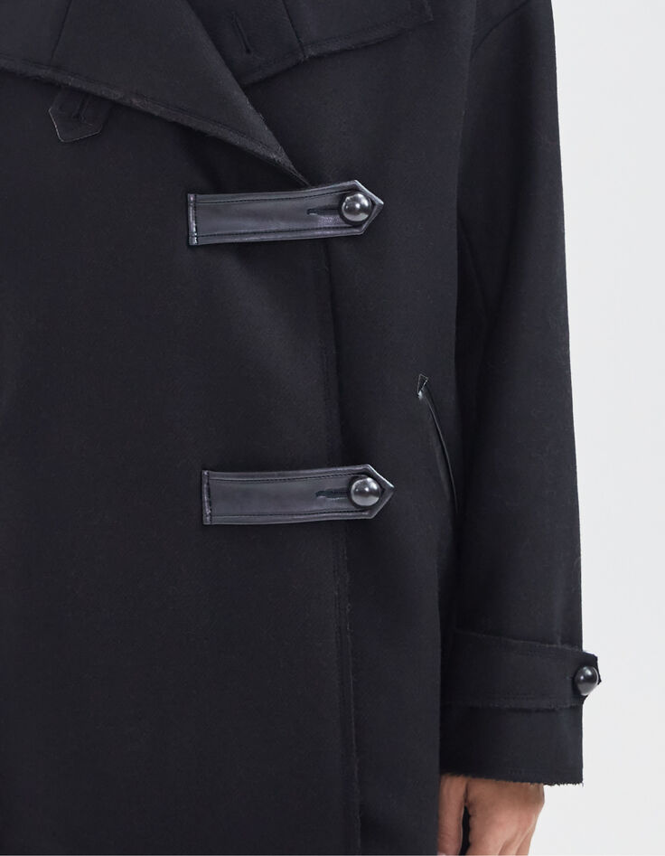 Women’s black pea coat with rock details-4