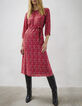 Women’s heart print midi dress with lace-2