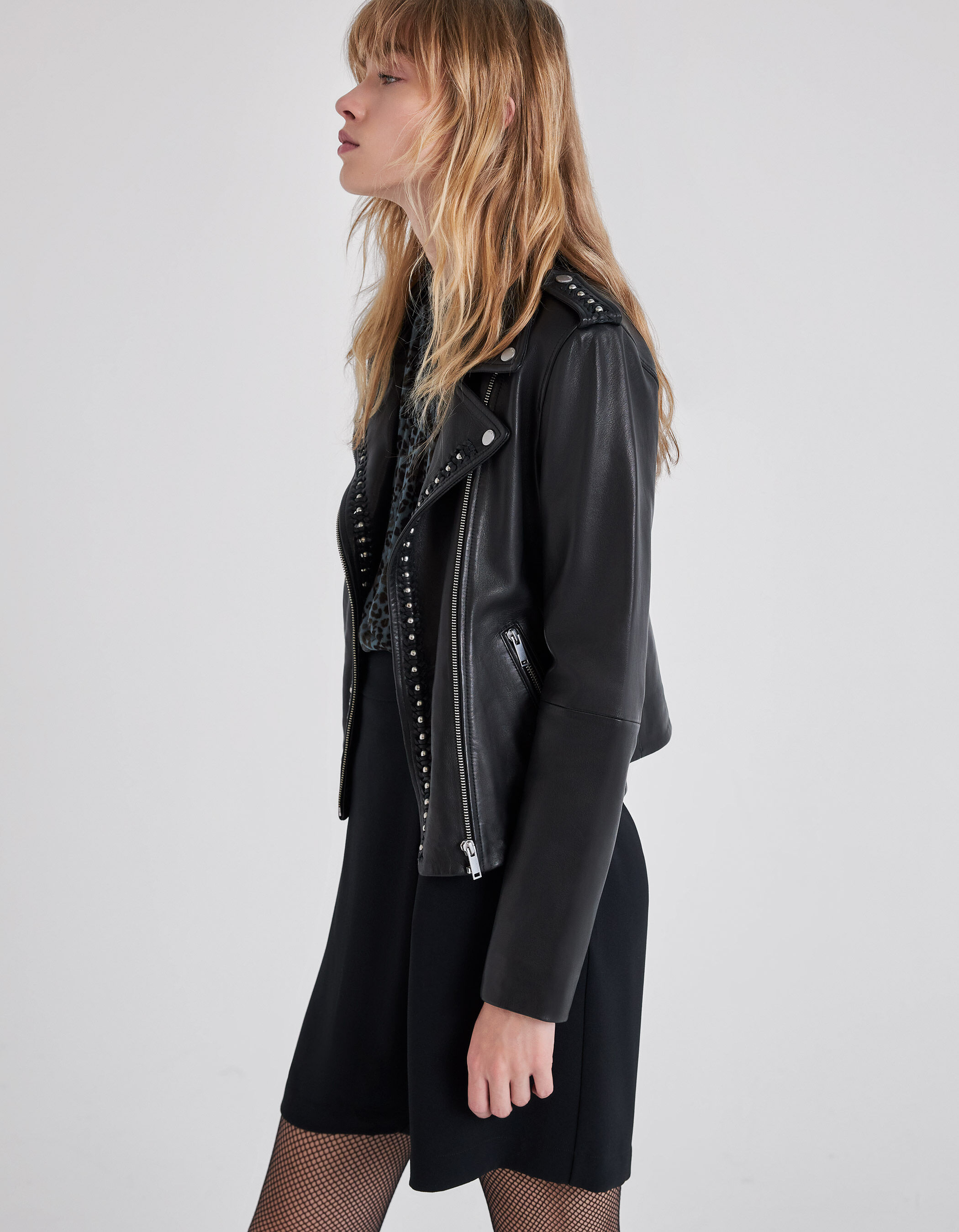 Perfecto cuir noir outlet femme ikks