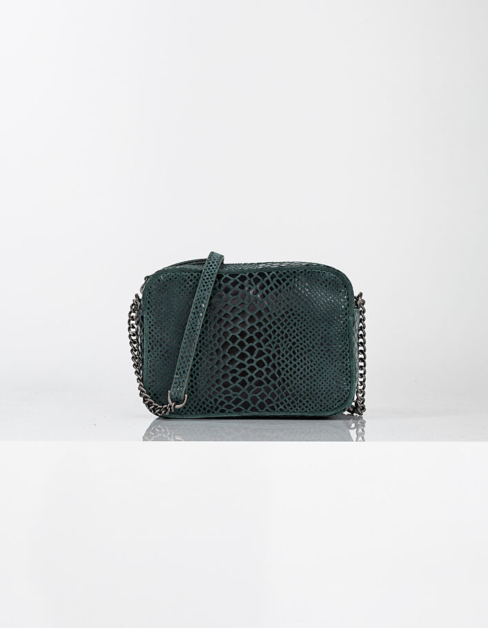 I.Code pinegreen python-look leather handbag - IKKS