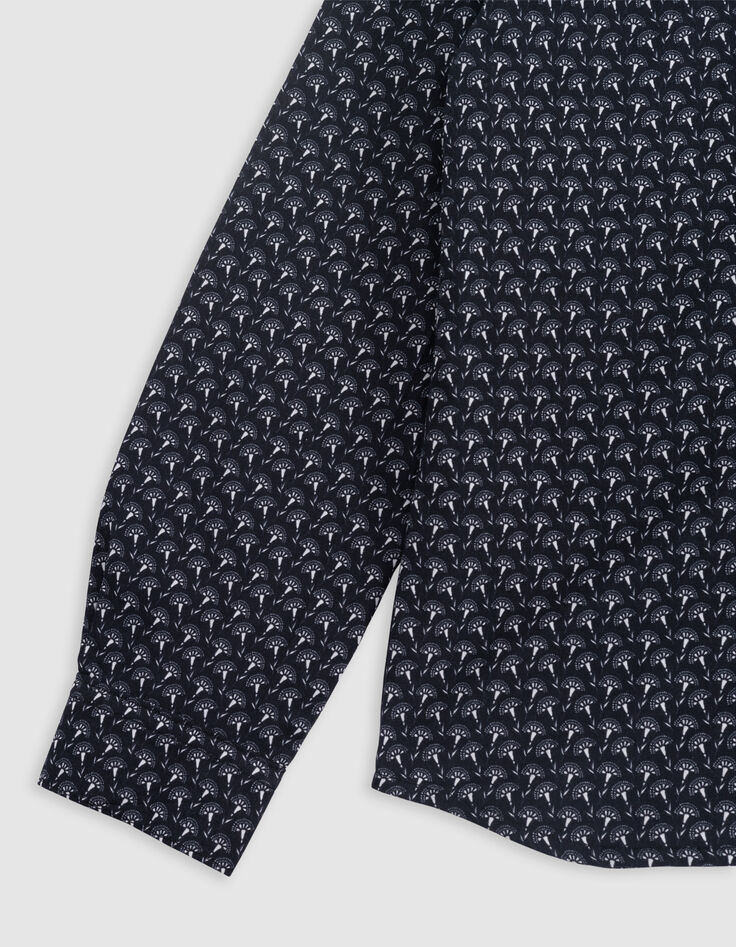 Chemise noire tissu Liberty motif fleurs garçon-4