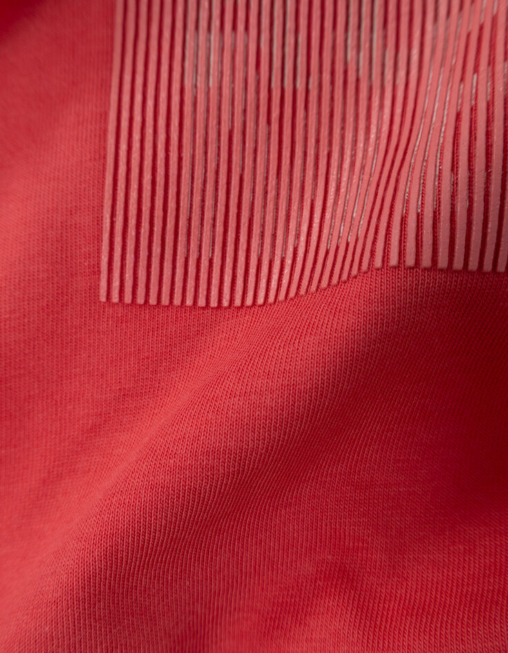 Camiseta roja algodón rayas goma mensaje niño-7