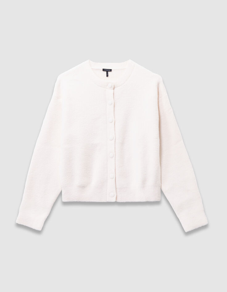 Girls’ beige soft knit buttoned cardigan-1