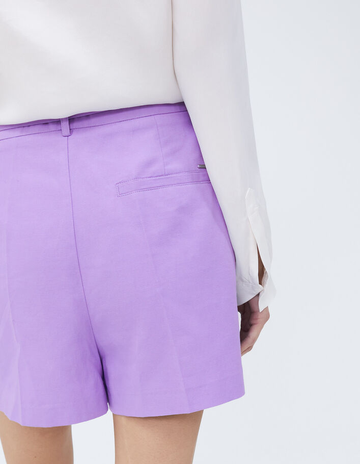 Women’s lilac high-waist shorts with removable belt - IKKS