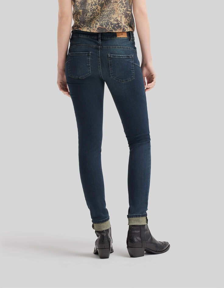 Jean slim bleu taille mi haute coupe sculpt up femme-3
