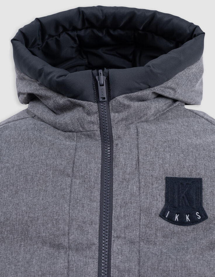 Reversible light and dark grey quilted parka for boys-8