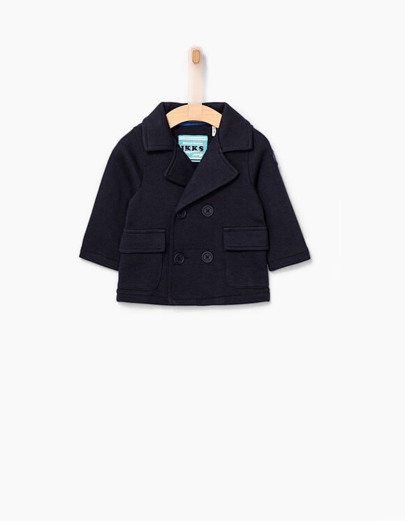Baby Boys Knitted Navy Pea Coat Style Cardigan Baby Boys Knitted Navy Pea Coat Style, Baby Boy Peacoat Blue