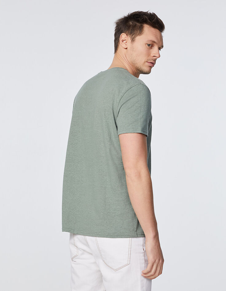 Men’s lime green cotton and hemp round-neck T-shirt-3
