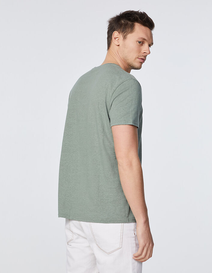 Men’s lime green cotton and hemp round-neck T-shirt - IKKS