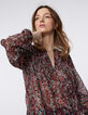 Voile blouse rode metallic bloemenprint dames-1