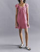 Women’s pink linen empire-waist short dress-1