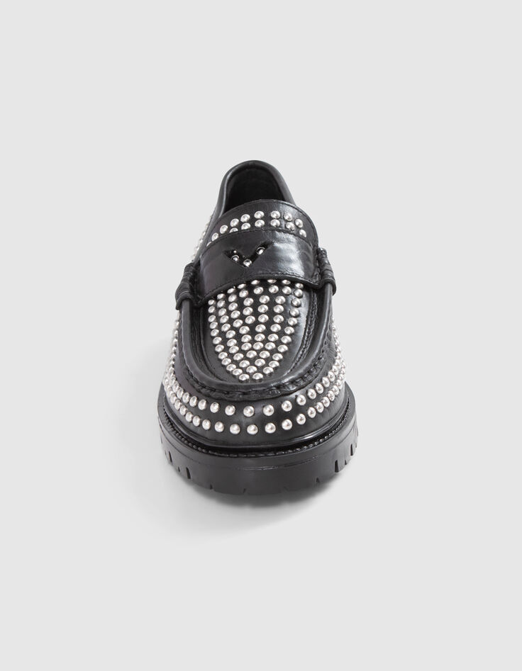 Damesschoenen zwart leer met stud decoratie-2 Damesschoenen zwart leer met stud decoratie-2