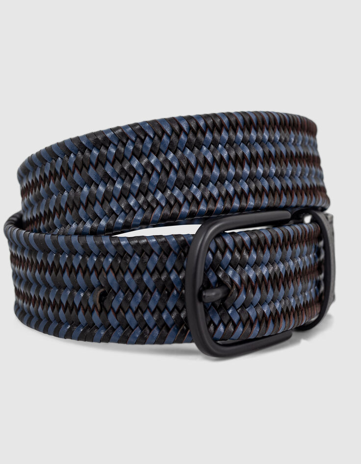 Ceinture noire tressée bleue garçon-4