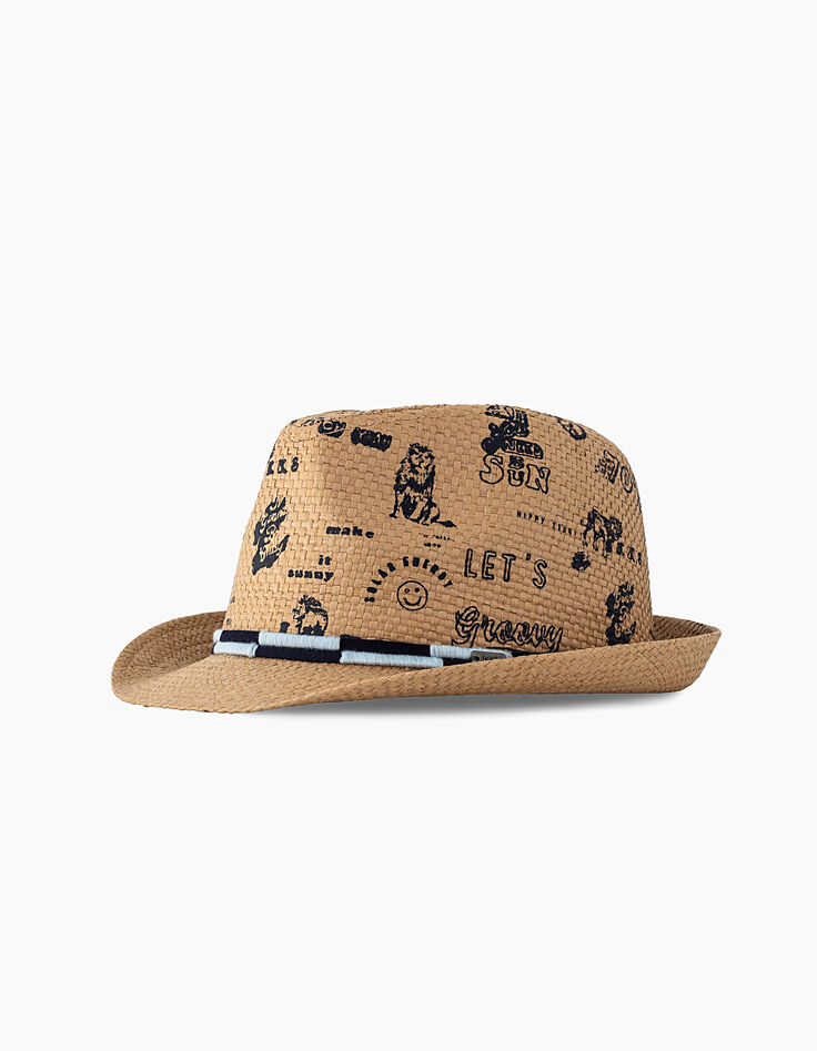 Chapeau jaune clair imprimé garçon -1
