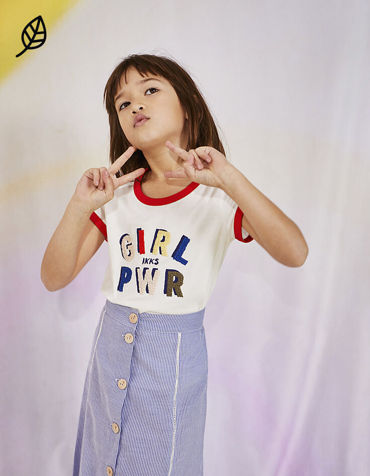 Camiseta blanco roto GIRL POWER niña-1