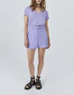 Women’s lilac linen T-shirt, heart/lightning embroidery-5