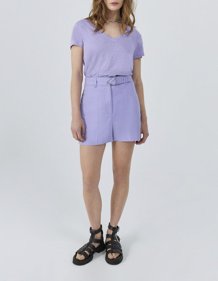 Women’s lilac linen T-shirt, heart/lightning embroidery-5 Women’s lilac linen T-shirt, heart/lightning embroidery-5