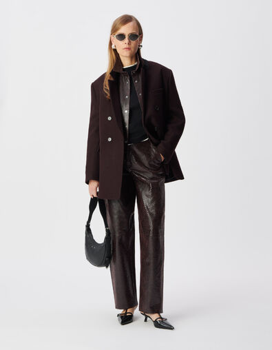 Veste oversize bordeaux boutonnage crois&eacute; Femme - IKKS