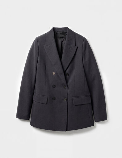 Veste de tailleur bleu marine mix lin coton Femme - IKKS