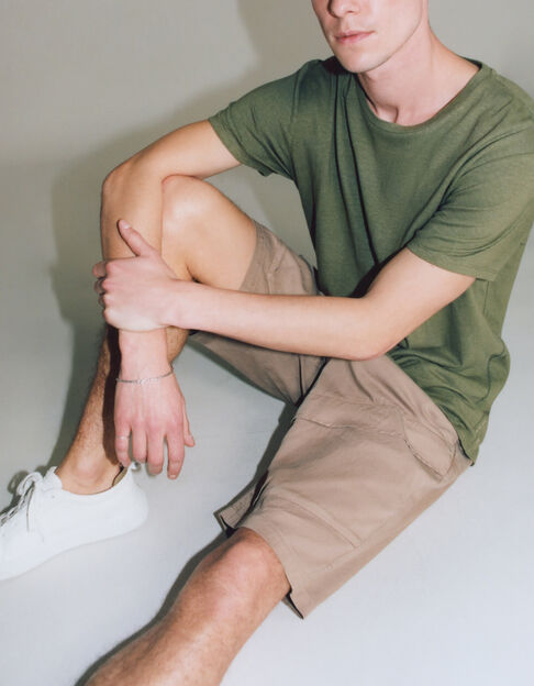 Men’s beige CARGO CROPPED Bermuda shorts - IKKS