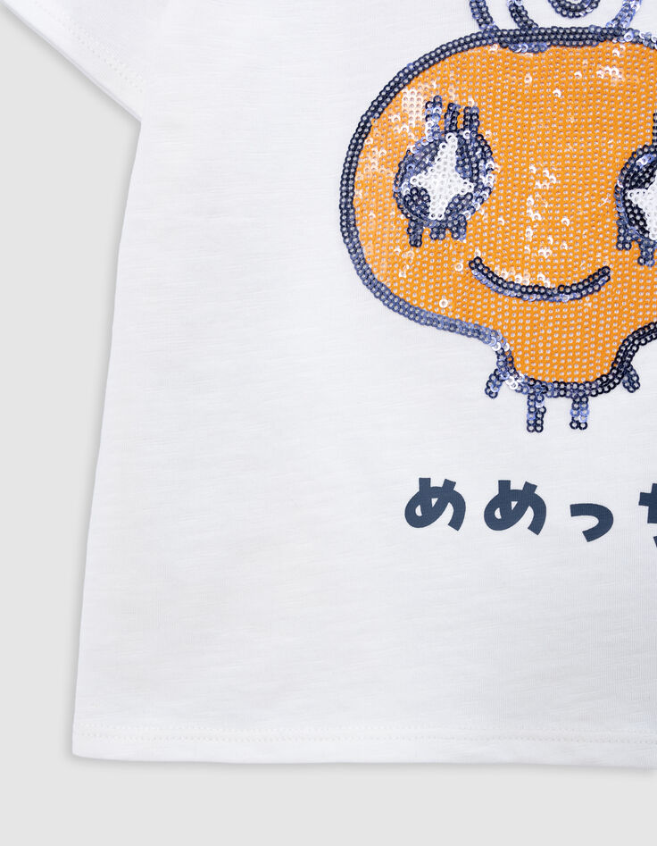 Weißes Mädchen-T-Shirt, Bio, Strass TAMAGOTCHI x IKKS-4