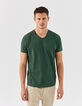 Herren-T-Shirt L'Essentiel mit V-Ausschnitt in Grün-1
