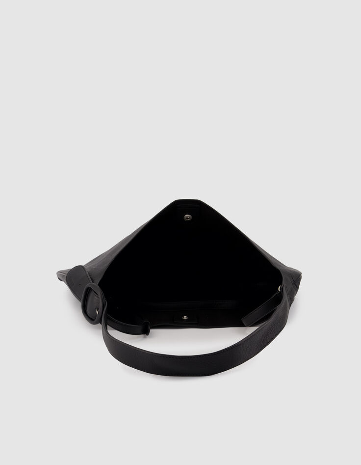 Schwarze Leder-Beuteltasche, Gr&ouml;&szlig;e L, f&uuml;r Damen -5