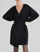 Robe portefeuille noire jacquard motifs rock Femme-2