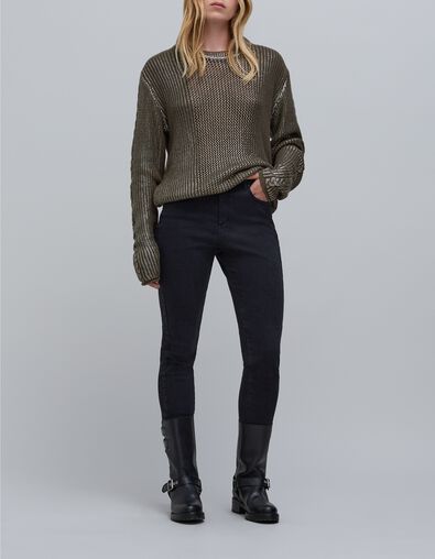Jersey de punto calado caqui de mujer - IKKS