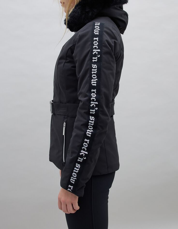 Women&rsquo;s black IKKSxDUVILLARD padded jacket + rock slogan-4
