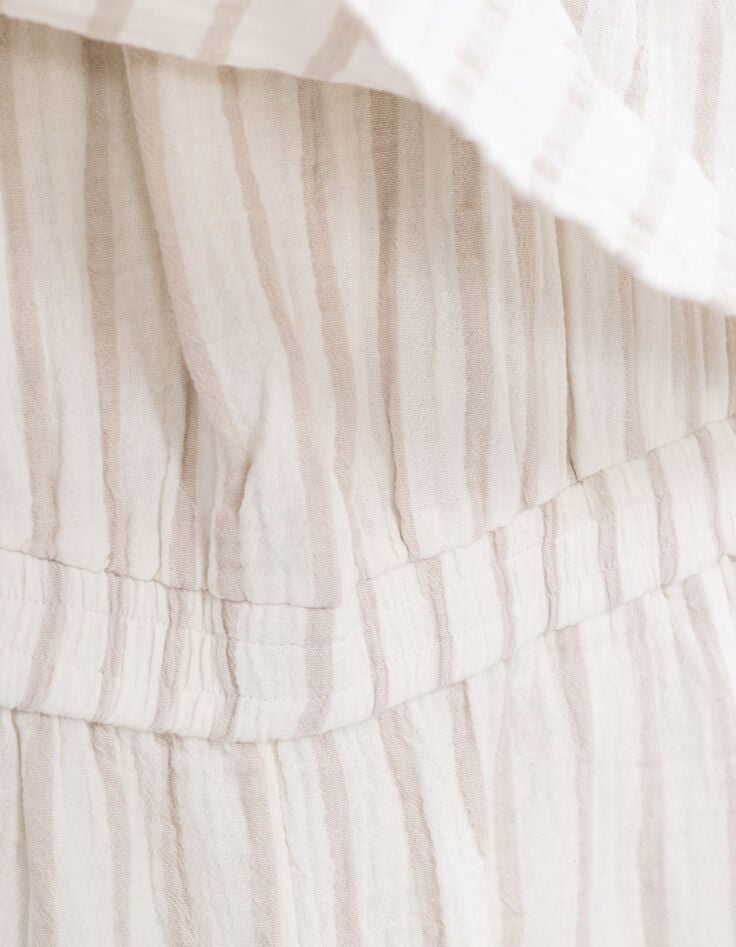 Ecru Overall, Baumwollgaze, beige Streifen-2