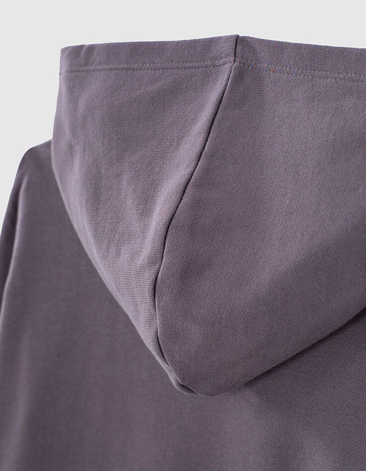 Robe-sweat gris de lin à capuche et message fille-6