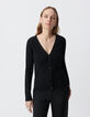 Women's black knitted button cardigan-3