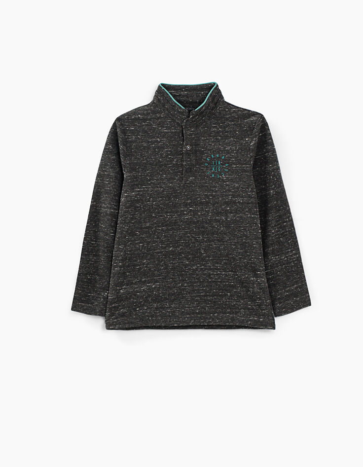 Antracietgrijze polo met print op borst en rug jongens -2 Antracietgrijze polo met print op borst en rug jongens -2