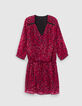 Robe courte rose imprimé léo rock recyclée Femme-6