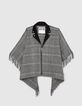 Cape noire esprit motard lainage prince-de-galles fille-1