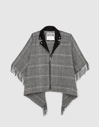 Cape noire esprit motard lainage prince-de-galles fille - IKKS