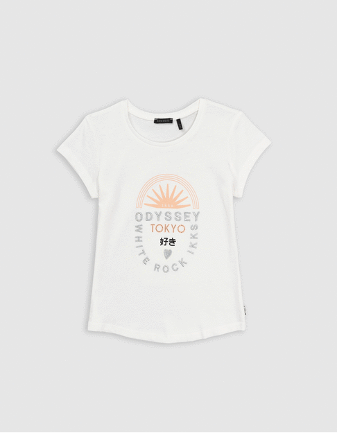 Ecru t-shirt organic cotton embroidered message for girl - IKKS